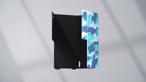 DUXICEPIN Magnetic Wrap for Xbox Series X Console - Premium PU Leather Cover with Soft Inner Lining, Blue Camo Design - Protective Case for Xbox Series X Accessories