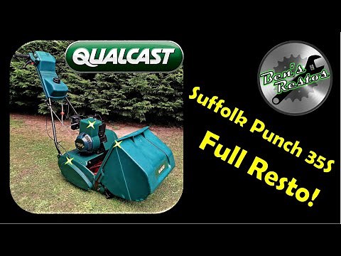 Retro Qualcast Suffolk Punch 35S Cylinder Lawnmower Restoration Walkaround and Test Cut