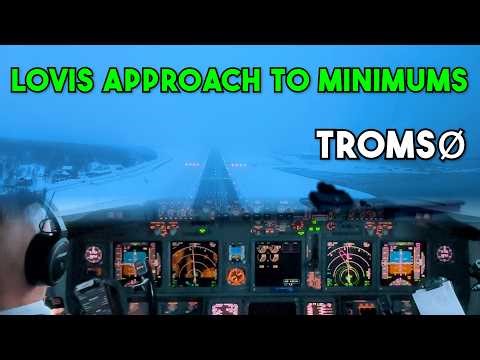 Boeing 737 low visibility landing | Arctic Tromsø | ILS runway 18 to minimums | Full cockpit view