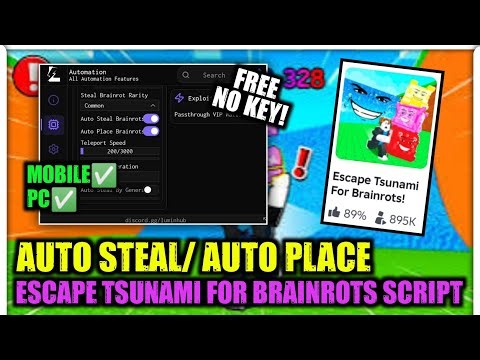 Escape Tsunami For Brainrots Script Hack Auto Steal, Auto Place, Auto Sell Brainrots