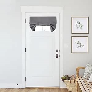 Pony Dance Front Door Window Covering, Blackout Small Door Curtains for Privacy, Half Door Window Curtains Thermal Insulate Covering for Patio Door Glass Door, Grey, 26 inch x 18 inches, 1 Panel