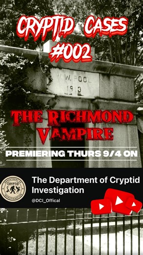 Cryptid Cases- The Hunt for the Richmond Vampire premiers tomorrow on the channel!!! #cryptids