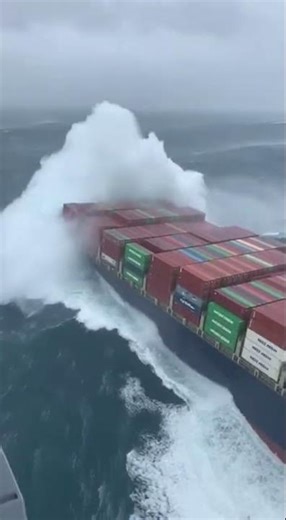 Massive Cargo Ship Battles Giant Waves in Stormy Ocean! #seamonster #nauticalvibes #storm