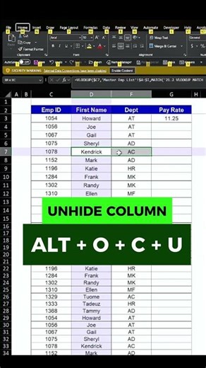 DAY 13: HIDE & UNHIDE COLUMN