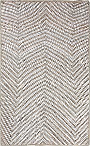 Geometric Collection Rectangular Area Rug - 4' x 8', Beige Handmade Boho Braided Jute Ideal for High Traffic Areas in Entryway, Living Room, Bedroom