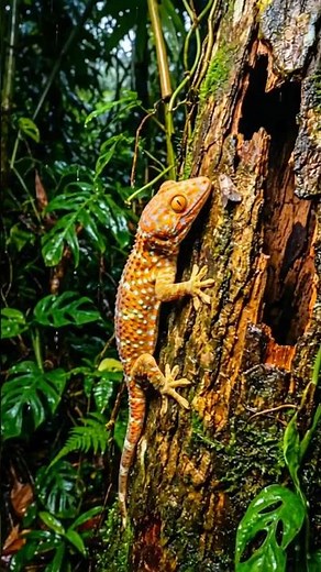 Tokay Gecko Living in Tropical Forest #shorts #lizards #geckos