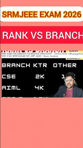 SRMJEEE 2026 Rank vs All Campus and branch | Expected cutoff rank for SRM University #srmjeee #srm