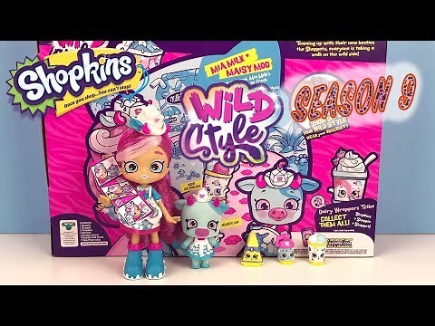 Shopkins Season 9 EXCLUSIVE Wild Style Mia Milk Maisy Moo Shoppie Shoppet Dairy Wrappers Tribe