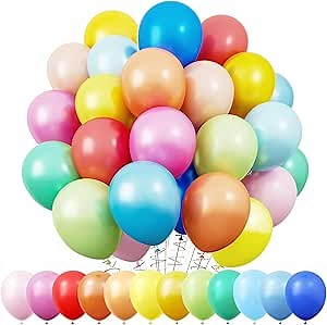 RUBFAC 100pcs Balloons 12 Inch Rainbow Latex Balloons with 12 Assorted Colors for Birthday Party Baby Shower Anniversary Festival Arch Garland Decoration
