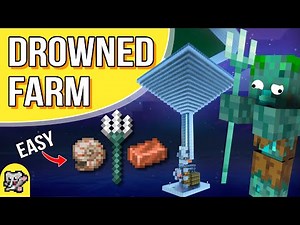 EASY Drowned Farm Tridents Copper Shells | Minecraft Farm Tutorial | BEDROCK MCPE XBOX PS SWITCH