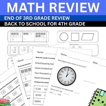 First Week of School Activities 4th Grade Math | Beginning of Year Worksheets