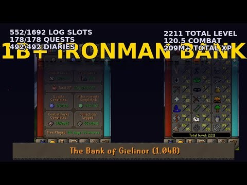 1B+ GP Ironman Bank Reveal & Account Progress (OSRS)