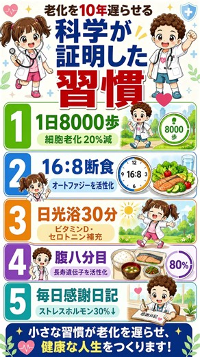 🍀老化を10年遅らせる科学が証明した習慣