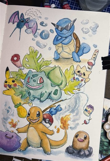 Pikachu Watercolor Art: A Mermaid Pokémon Creation