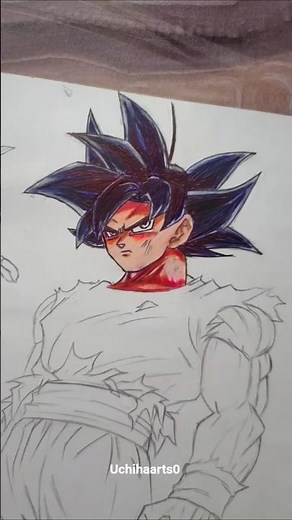 Drawing Goku ui in pen🥶#drawing #goku #dragonball #penart #pendrawing #shorts #art