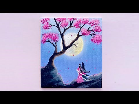 Mini Canvas Aesthetic Painting 🎨🖌️ || scenery painting Tutorial