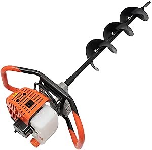 Gas Powered Post Hole Digger Earth Auger Post Digging Machine with 4in, 6in, 8in Auger Bits Hole Digger Ground Drill for Farm Garden Plant Yard, 2-stroke 52cc