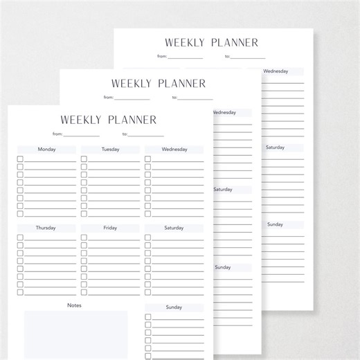 Weekly Planner Printable PDF Undated | Task Checklist Notes A4 US Letter Goodnotes - Etsy