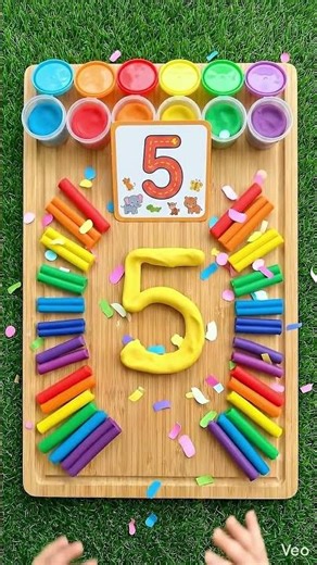 Learn Number 5 with Yellow Playdoh 🌟 Toddler Learning Fun #shorts