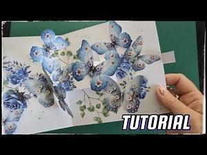 TUTORIAL. Slowly explained mechanism 💙💙. Diy butterflies pop-up card with rotating mechanism