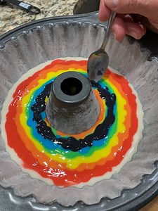 Easy St. Patrick's Day sweet treat You'll feel lucky eating this fun, colorful cake. #yum #saintpatricksday #desserts #cake | Scott & Karen