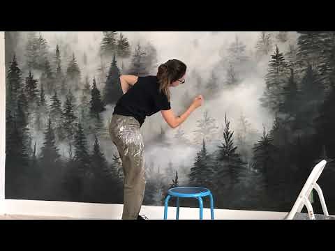 Forest Painting Wall Mural Timelapse