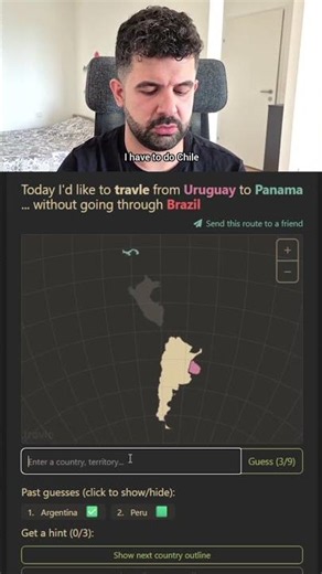The HARDEST route from Uruguay 🇺🇾 to Panama 🇵🇦 WITHOUT going through Brazil 🇧🇷 #Travle #mapgame
