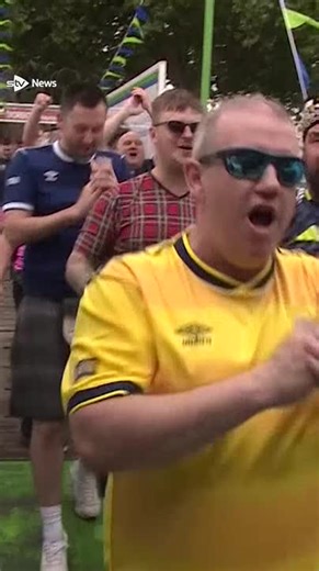 Tartan Army move celebrations onto the water despite the weather in Cologne. https://i.stv.tv/3Vvj9LT | STV Sport