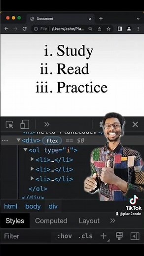 Did you know? HTML Roman Numeral Ordered List #SoftwareEngineer #WebDeveloper #HTML #Code #Plan2Code