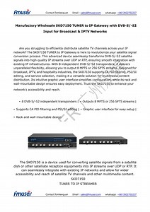 TUNER to IP Gateway with DVB-S/-S2 Input
