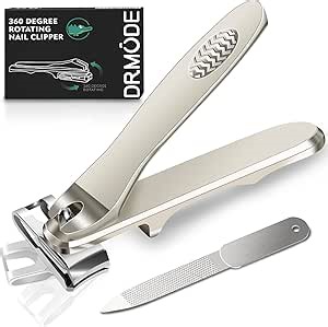 Nail Clippers for Seniors - DRMODE 360 Degree Rotary Toenail Clippers for Seniors with Long Handle Easy Grip,Ultra Sharp Heavy Duty Large Fingernail Clippers Nail Cutters Trimmer with Nail File
