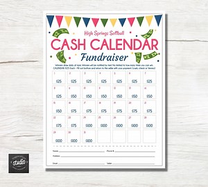 Cash Calendar Fundraiser Flyer Template, Take Home Fundraising Event, Daily Raffle, School, PTA, PTO, Easy to Use Template, Pick Your Color - Etsy