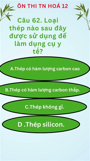 Câu 62-Bộ trắc nghiệm Hoá 12 #Shorts #tracnghiemhoa