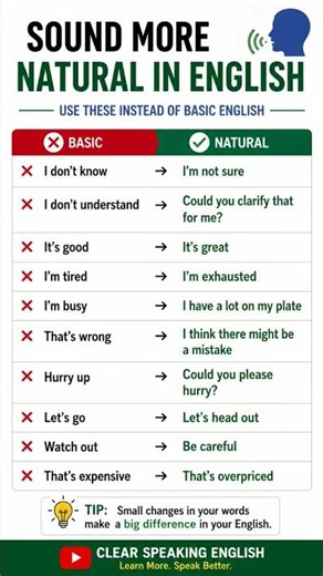 Stop using basic English ❌Sound more natural instantly with these smart upgrades 🔥