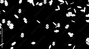 Falling loop of Golden money symbols isolated with an alpha channel