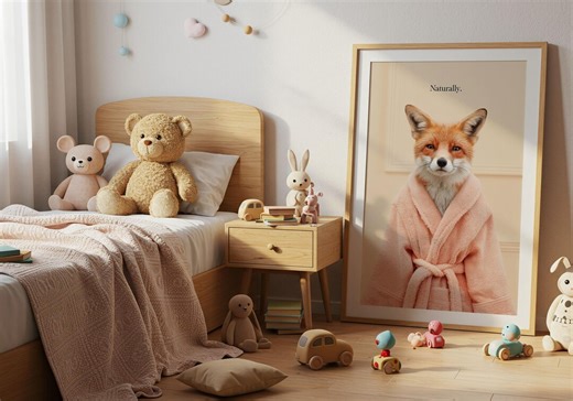 Fox in Robe Bathroom Print | Quirky Spa Day Animal Wall Art (digital Download) - Etsy