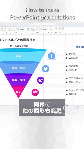 視覚的に分かりやすく魅せるファネル図 #パワーポイント #パワポ #powerpoint #ppt #ファネル #funnel