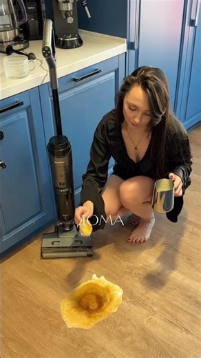 A woman is relaxing outside her home. She bought a washing vacuum cleaner on Ozon 3163413557, and...