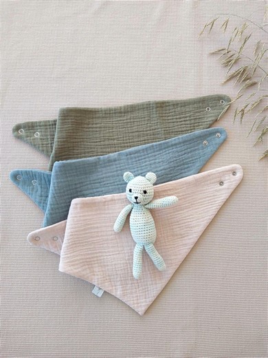 Absorbent Drool Bibs for Toddlers, Triple Layer Organic Cotton Baby Bandanas, Muslin Bandana Bib Set, Baby Boy Burp Cloth, Handmade Gifts - Etsy