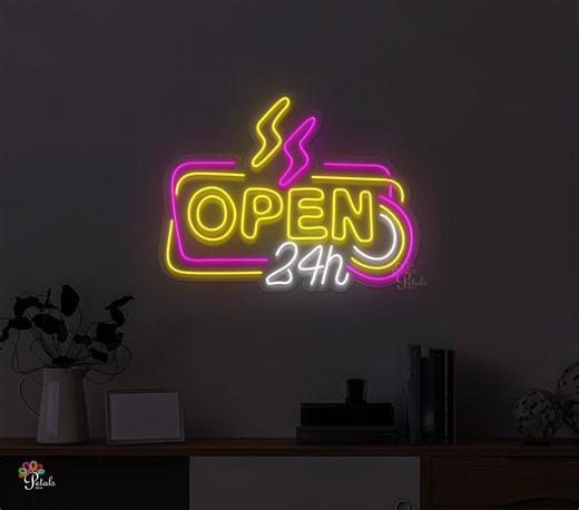Open 24h Neon Sign, Open 24h LED Light, Storefront Wall Decor, Shop & Cafe Neon Light, Custom Open Sign, Commercial Business Display Art - Etsy