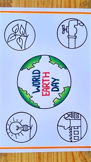 Save Earth Drawing 🌍 | Easy Earth Day Poster Drawing Step by Step #shortsearth #shorts