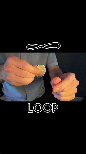 “Practice loops”. An example of a short loop that begins where it ends. #coinmagic #sleightofhand