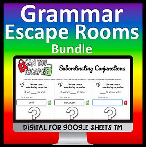 Grammar Escape Room with Answer Key Bundle