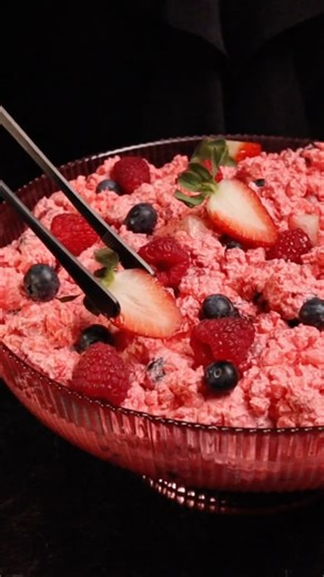 Creamy Pink Fluff Cottage CheeseFruit Salad