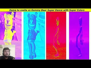 DAME TU COSITA vs GUMMY BEAR RED BLUE PURPLE GREEN Mash Up with Colors Effects Challenge part 1