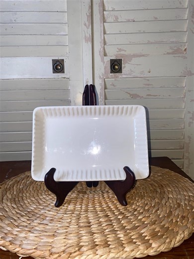 Longaberger Pottery Small Rectangular Platter, Ivory Rectangle Serving Dish, Farmhouse Table Decor, Bread Tray, Appetizer Plate, Cottage Kit - Etsy