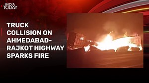 Video: Multiple vehicle collision on Gujarat highway causes fire, 2 killed