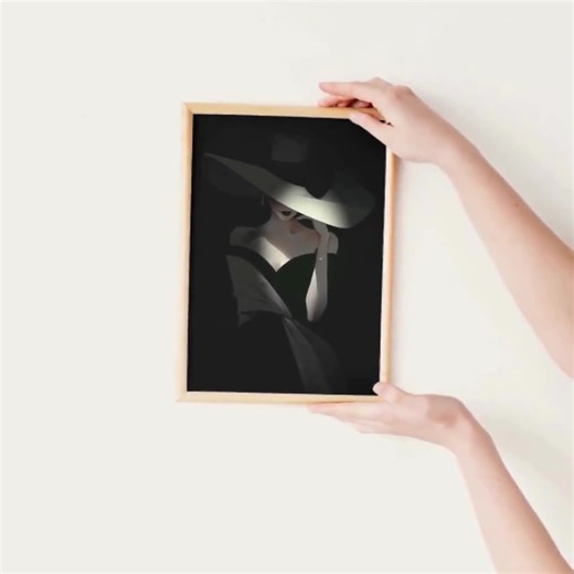 Minimalist Woman Art Portrait, Black and White Mysterious Woman, Black Silhouette Wall Art, Minimalist Woman Wearing Hat, Fashion Wall Decor - Etsy