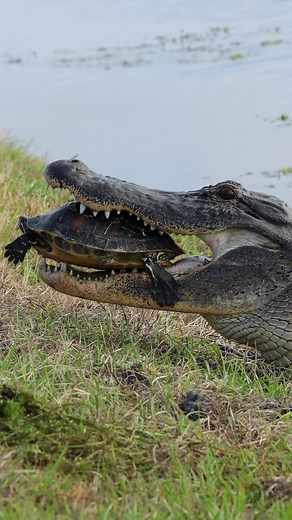 The beginning of the end? Maybe not! A Red-bellied Cooter almost escaped but the Alligator snatched him back up. While somberly and respectfully watching this unfold, a man stopped, looked and to our shock he yelled and flailed his arms startling the gator into the water. He said he wanted the gator to drop the turtle. In the wild, NEVER interfere with a predator and its prey. Not only is it illegal, most times the prey animal will die slowly from infection or internal injuries already sustained