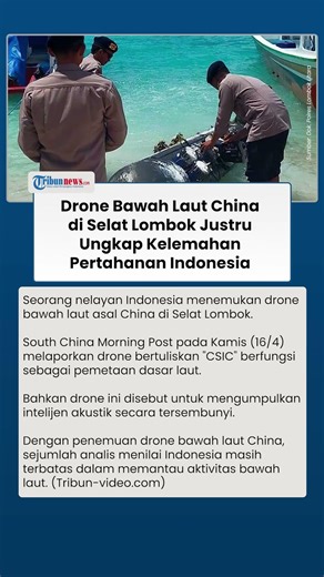 Kelemahan Pertahanan Indonesia Terungkap saat Drone Bawah Laut China Ditemukan di Selat Lombok